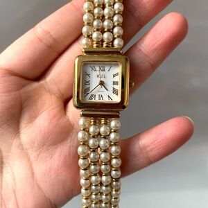 KJL gold Watch Kenneth Jay Lane Pearl Strand Watch